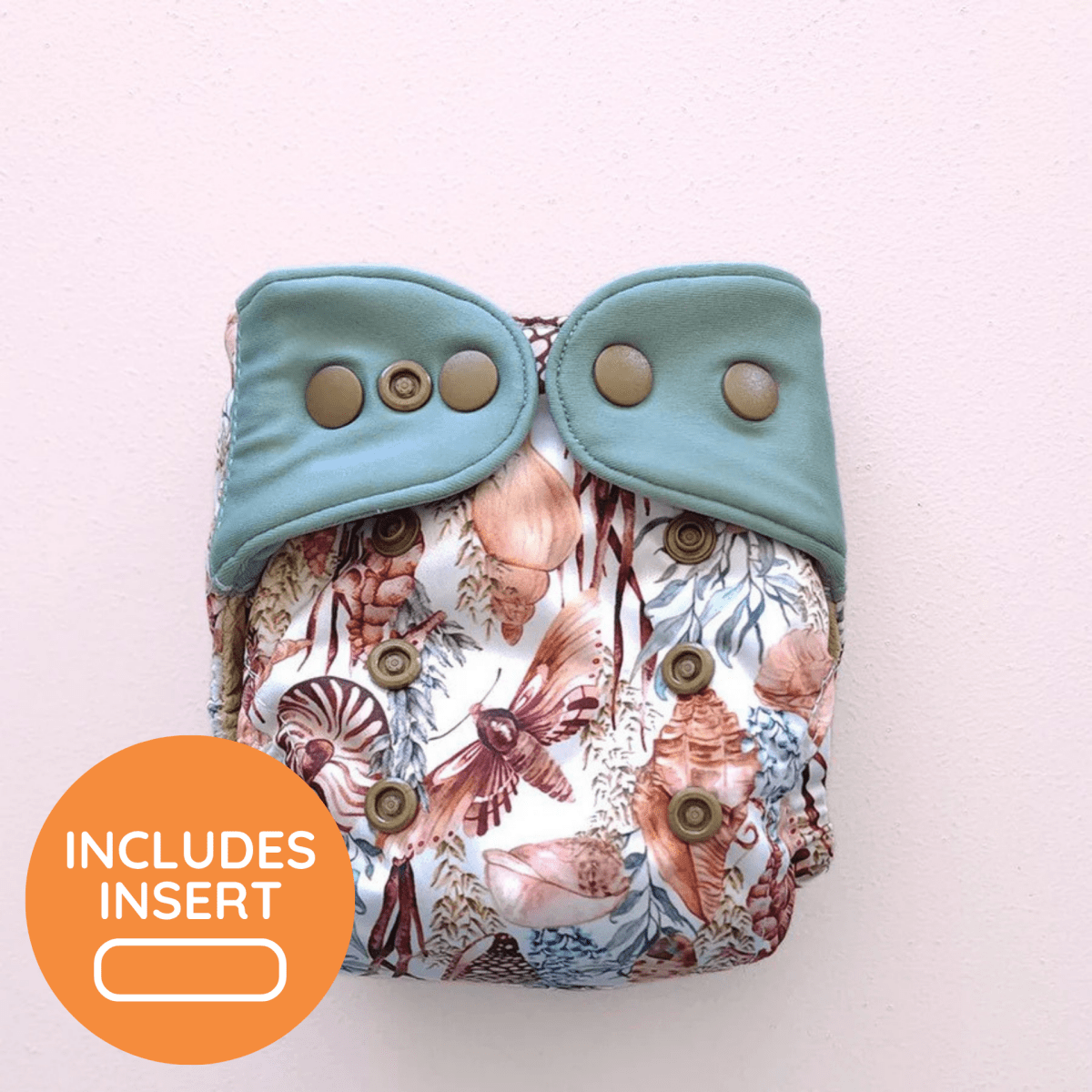 Cove (Seafoam Wings) - Modern - Cloth - Diapers - Cloth Diaper - Kinder Cloth Diaper Co. - Pittsburgh - Based - Small - Business - Woman - Owned