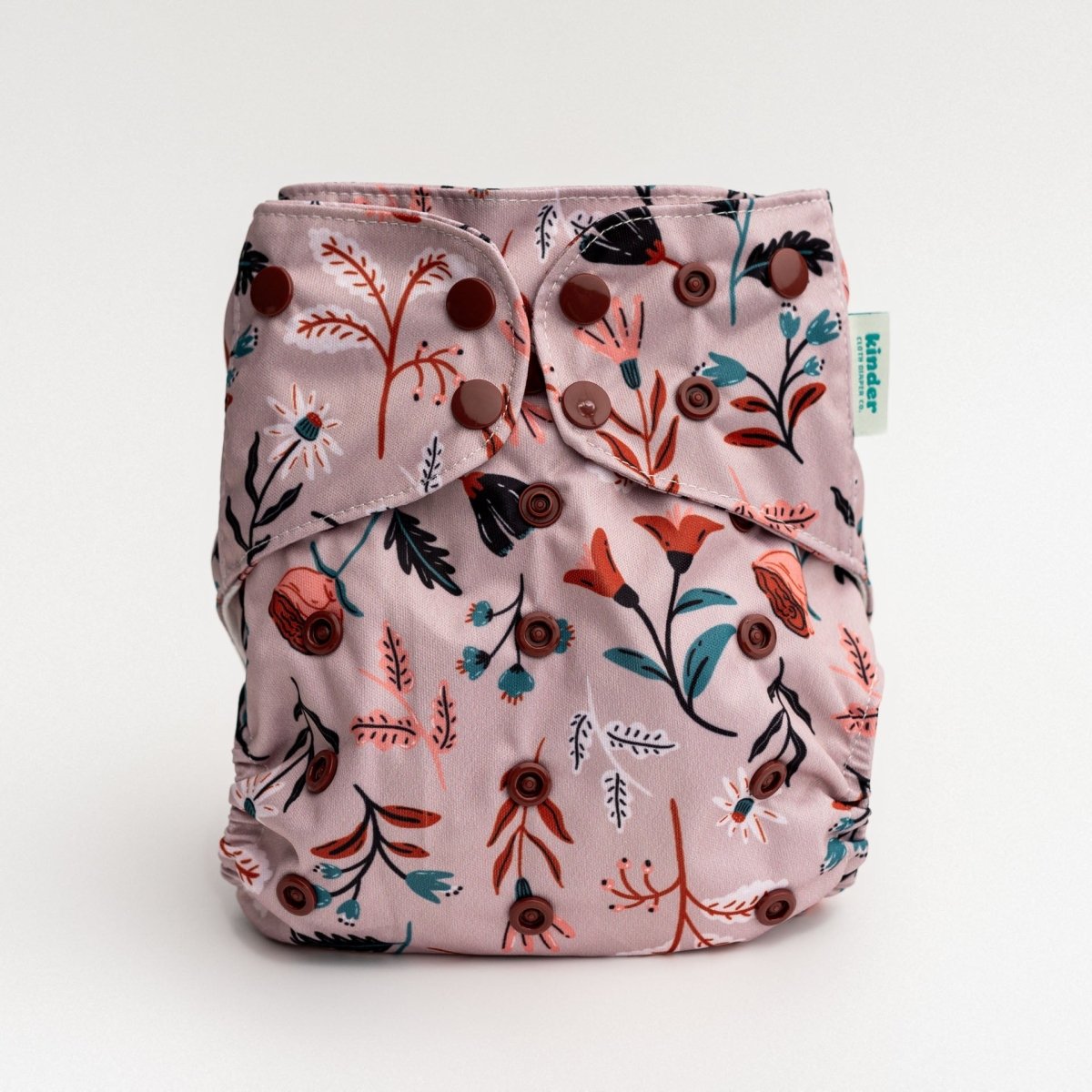Floral: Essentials Pocket Cloth Diaper with Athletic Wicking Jersey, Grows with your Baby - Kinder Cloth Diaper Co. - 02 - 03 - 04 - modern reusable cloth diapers and more for birth to potty training - Pittsburgh Based Small Business