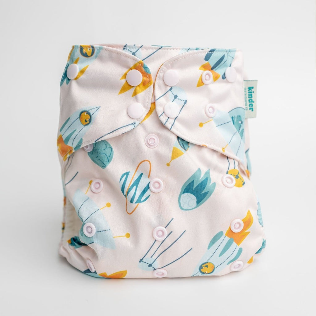 Dino Space Launch - Modern - Cloth - Diapers - Pocket Diaper - Kinder Cloth Diaper Co. - Pittsburgh - Based - Small - Business - Woman - Owned