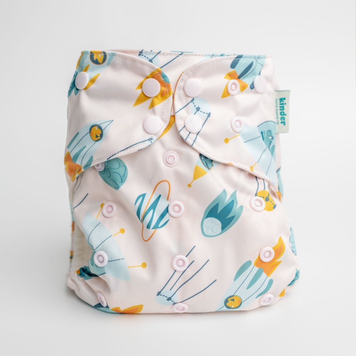 Dino Space Launch - Modern - Cloth - Diapers - Pocket Diaper - Kinder Cloth Diaper Co. - Pittsburgh - Based - Small - Business - Woman - Owned