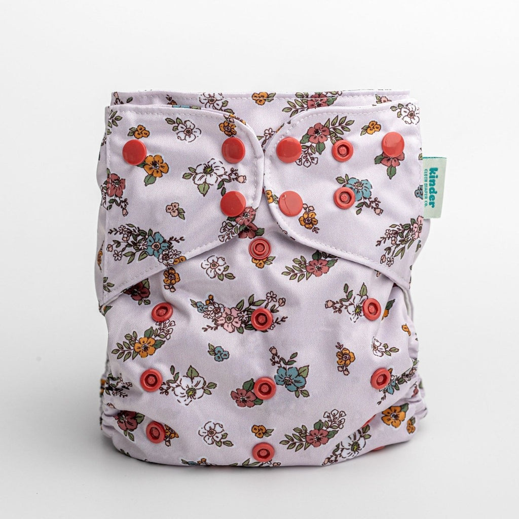Floral: Essentials Pocket Cloth Diaper with Athletic Wicking Jersey, Grows with your Baby - Kinder Cloth Diaper Co. - 29 - 05 - 04 - modern reusable cloth diapers and more for birth to potty training - Pittsburgh Based Small Business