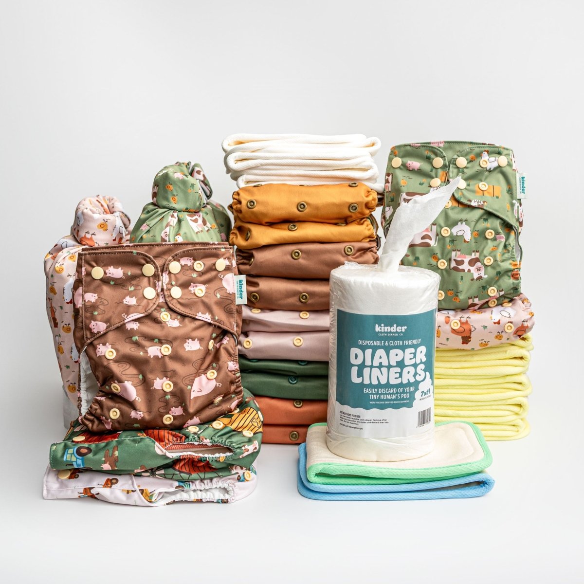Farm Friends - Modern - Cloth - Diapers - New Parent Starter Bundle - Kinder Cloth Diaper Co. - Pittsburgh - Based - Small - Business - Woman - Owned