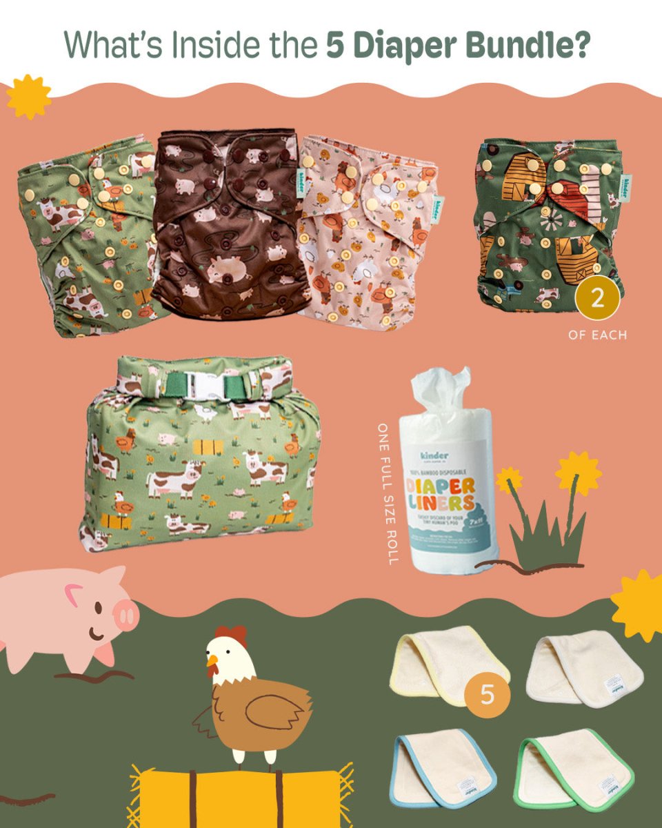 Farm Friends - Modern - Cloth - Diapers - Pocket Diaper - Kinder Cloth Diaper Co. - Pittsburgh - Based - Small - Business - Woman - Owned