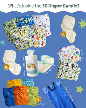 New Parent Starter Bundles: Pocket Cloth Diapers with Athletic