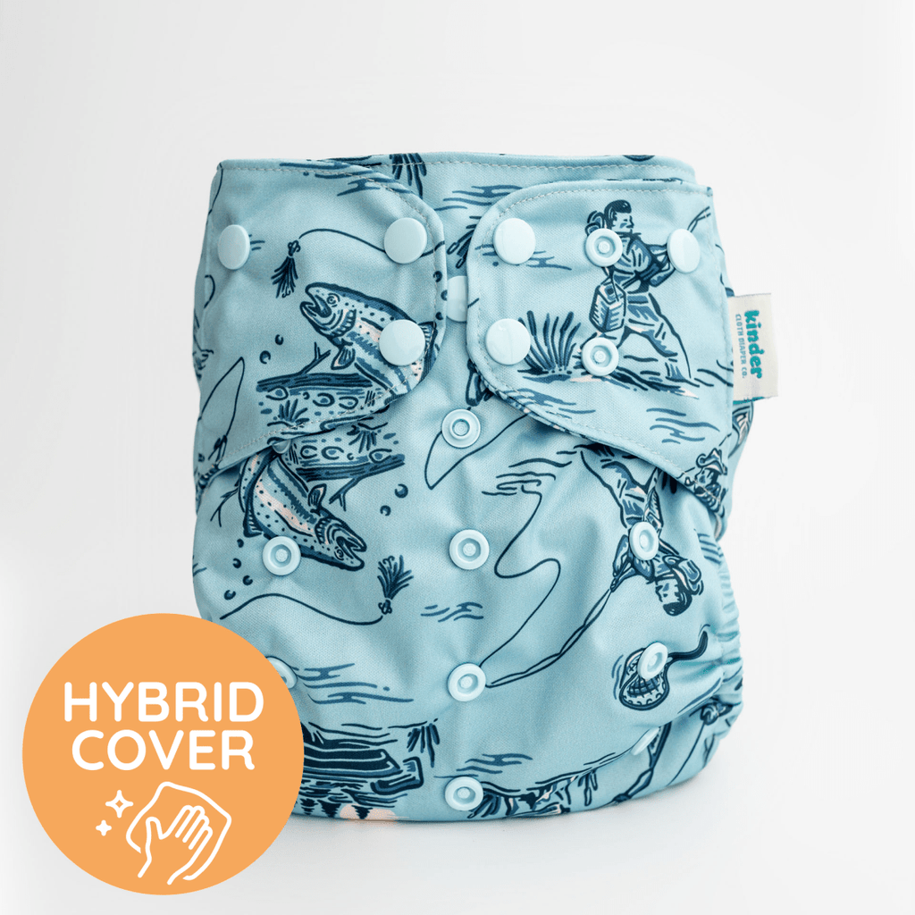Fishing by CMPT - Modern - Cloth - Diapers - Diaper Cover - Kinder Cloth Diaper Co. - Pittsburgh - Based - Small - Business - Woman - Owned