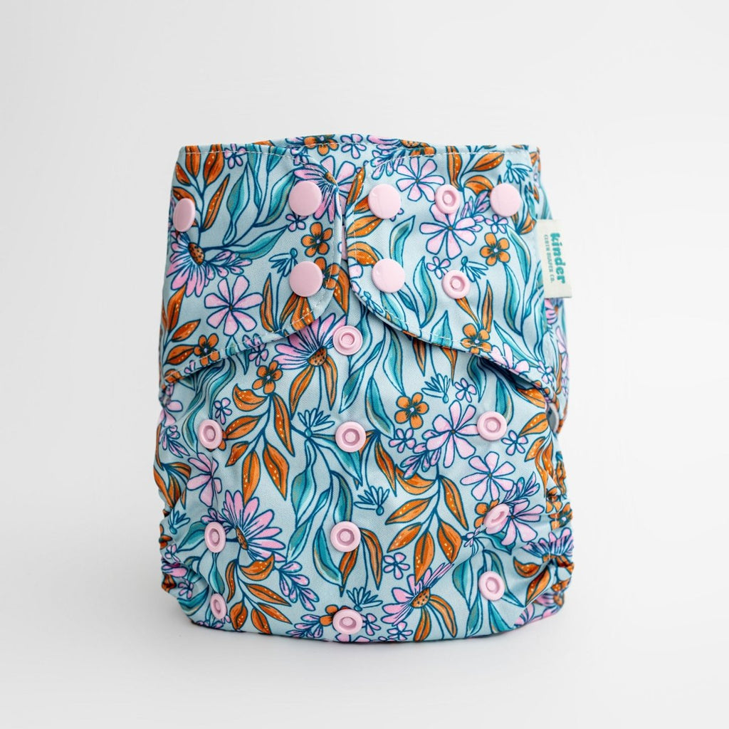 Floral Drift - Modern - Cloth - Diapers - Pocket Diaper - Kinder Cloth Diaper Co. - Pittsburgh - Based - Small - Business - Woman - Owned