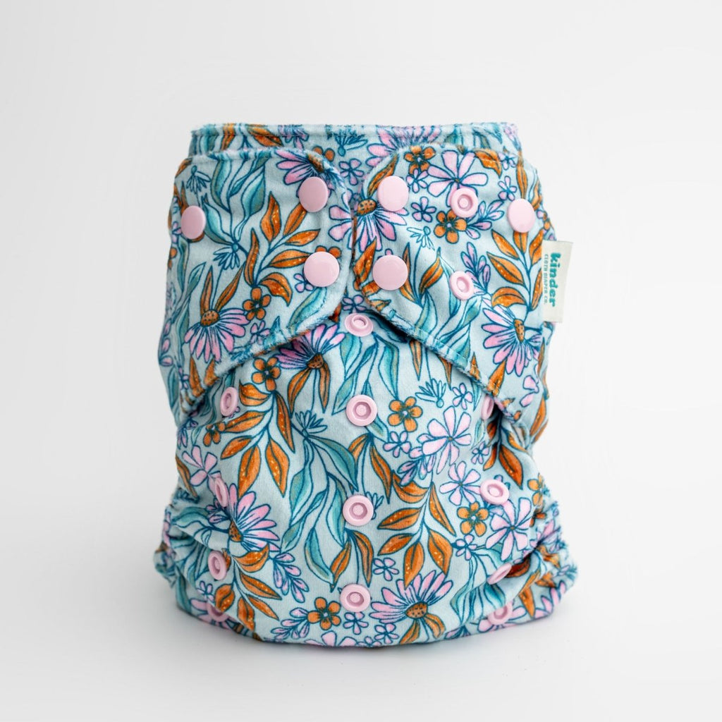 Floral Drift - Modern - Cloth - Diapers - Pocket Diaper - Kinder Cloth Diaper Co. - Pittsburgh - Based - Small - Business - Woman - Owned