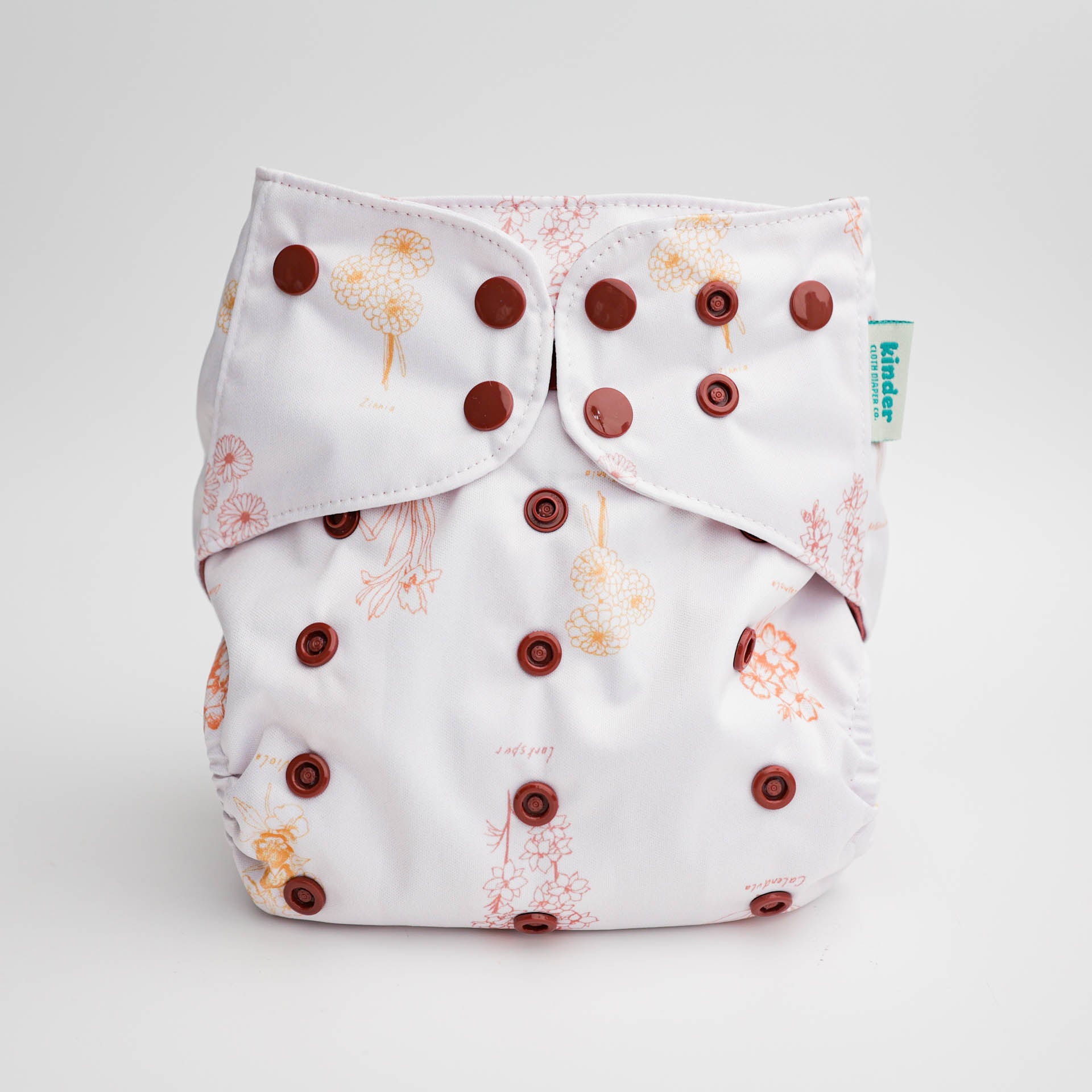 Floral: Essentials Pocket Cloth Diaper with Athletic Wicking Jersey, Grows with your Baby - Kinder Cloth Diaper Co. - 28 - 04 - 02 - modern reusable cloth diapers and more for birth to potty training - Pittsburgh Based Small Business