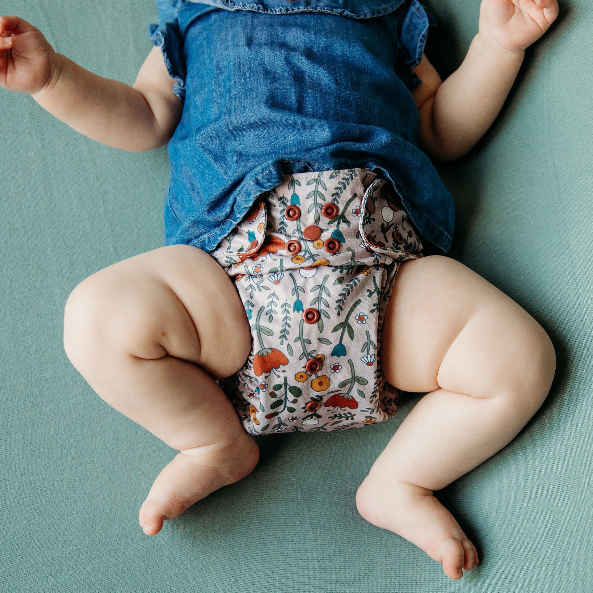 Floral: Essentials Pocket Cloth Diaper with Athletic Wicking Jersey, Grows with your Baby - Kinder Cloth Diaper Co. - 26 - 02 - 05 - modern reusable cloth diapers and more for birth to potty training - Pittsburgh Based Small Business