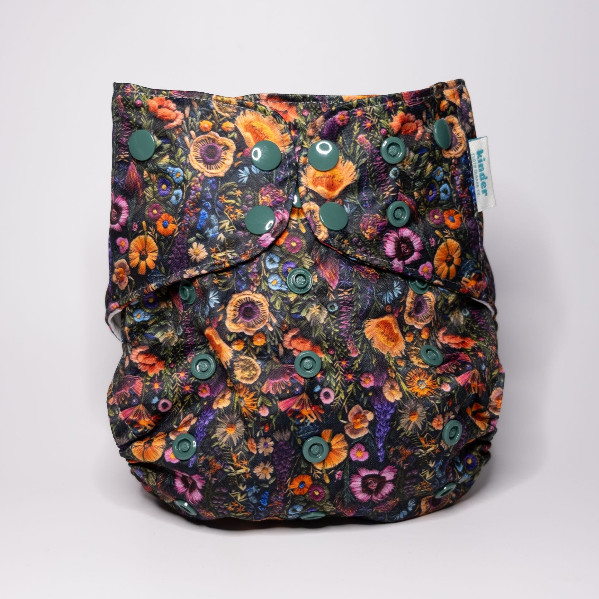 Floral: Essentials Pocket Cloth Diaper with Athletic Wicking Jersey, Grows with your Baby - Kinder Cloth Diaper Co. - 24 - 04 - 04 - modern reusable cloth diapers and more for birth to potty training - Pittsburgh Based Small Business