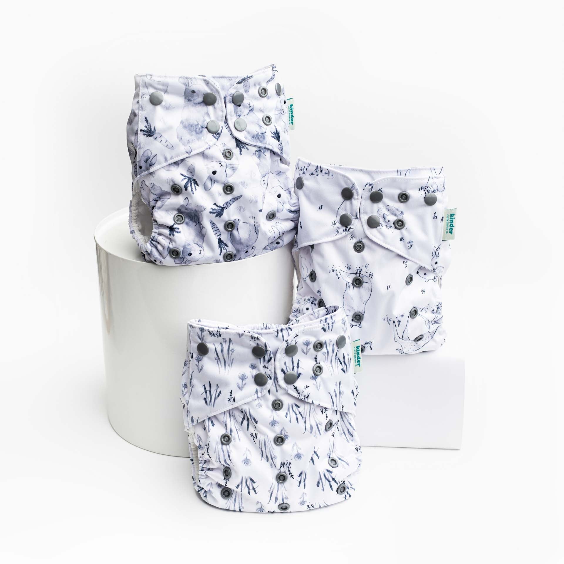 Floral: Essentials Pocket Cloth Diaper with Athletic Wicking Jersey, Grows with your Baby - Kinder Cloth Diaper Co. - 02 - 03 - 03 - modern reusable cloth diapers and more for birth to potty training - Pittsburgh Based Small Business