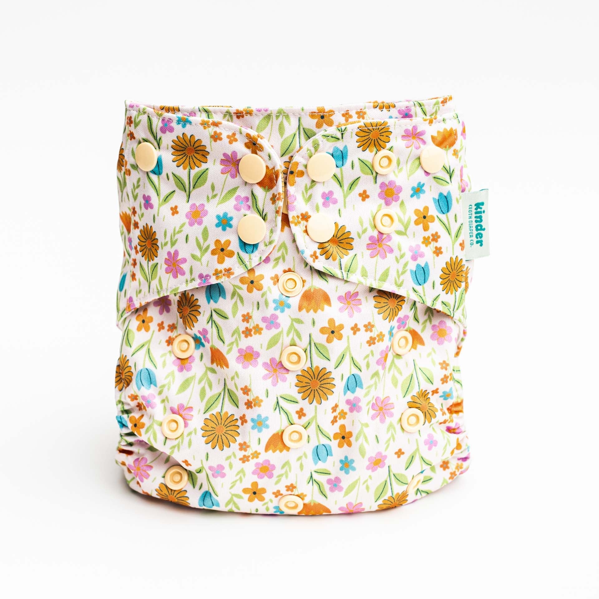 Floral: Essentials Pocket Cloth Diaper with Athletic Wicking Jersey, Grows with your Baby - Kinder Cloth Diaper Co. - 26 - 06 - 01 - modern reusable cloth diapers and more for birth to potty training - Pittsburgh Based Small Business