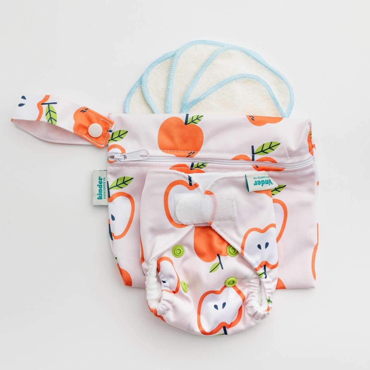 Fruity Apples - Modern - Cloth - Diapers - Pocket Diaper - Kinder Cloth Diaper Co. - Pittsburgh - Based - Small - Business - Woman - Owned