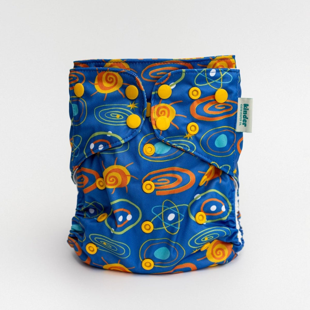 Space and Sky: Essentials Pocket Cloth Diaper with Athletic Wicking Jersey, Grows with your Baby - Kinder Cloth Diaper Co. - 25 - 03 - 05 - modern reusable cloth diapers and more for birth to potty training - Pittsburgh Based Small Business