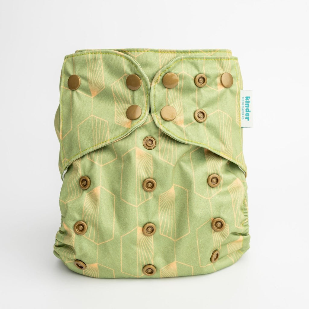 Gatsby Grid, Art Deco Series - Modern - Cloth - Diapers - Pocket Diaper - Kinder Cloth Diaper Co. - Pittsburgh - Based - Small - Business - Woman - Owned