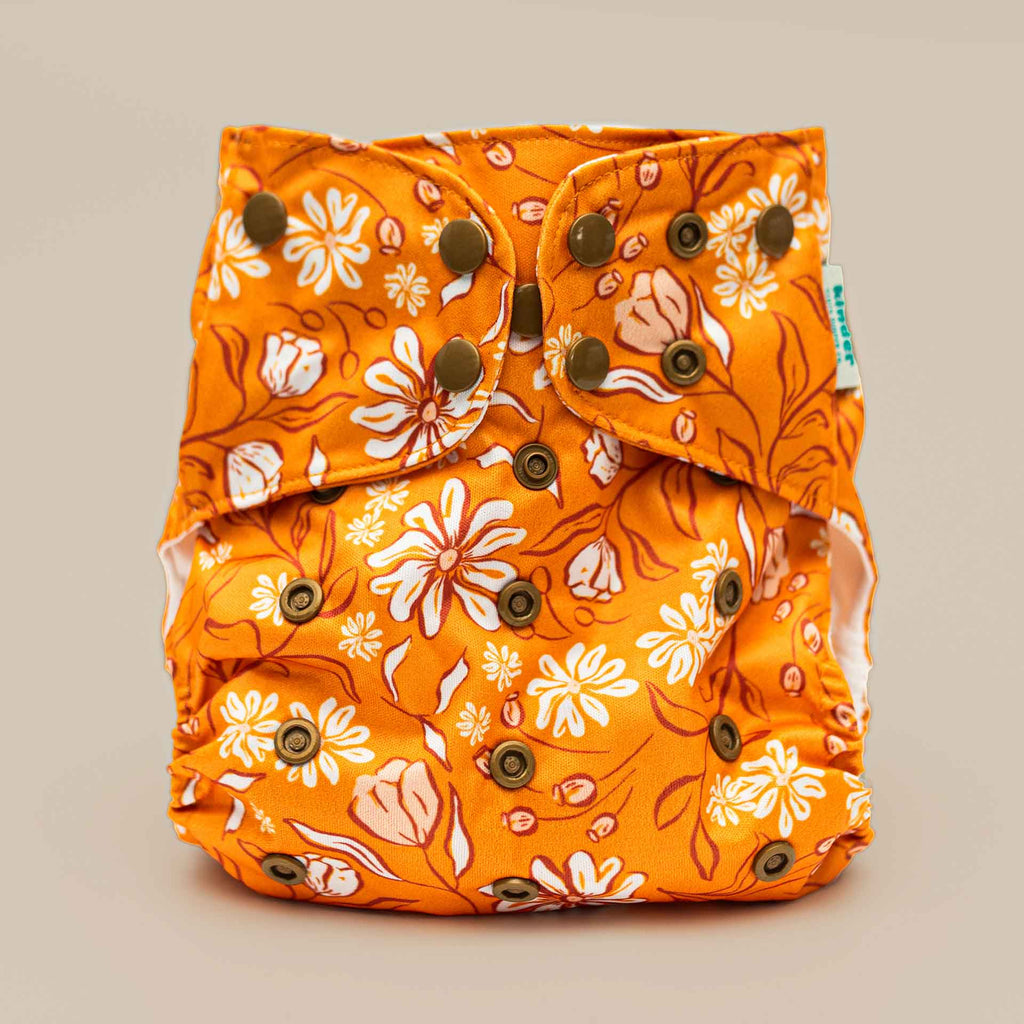 Floral: Essentials Pocket Cloth Diaper with Athletic Wicking Jersey, Grows with your Baby - Kinder Cloth Diaper Co. - 29 - 06 - 04 - modern reusable cloth diapers and more for birth to potty training - Pittsburgh Based Small Business
