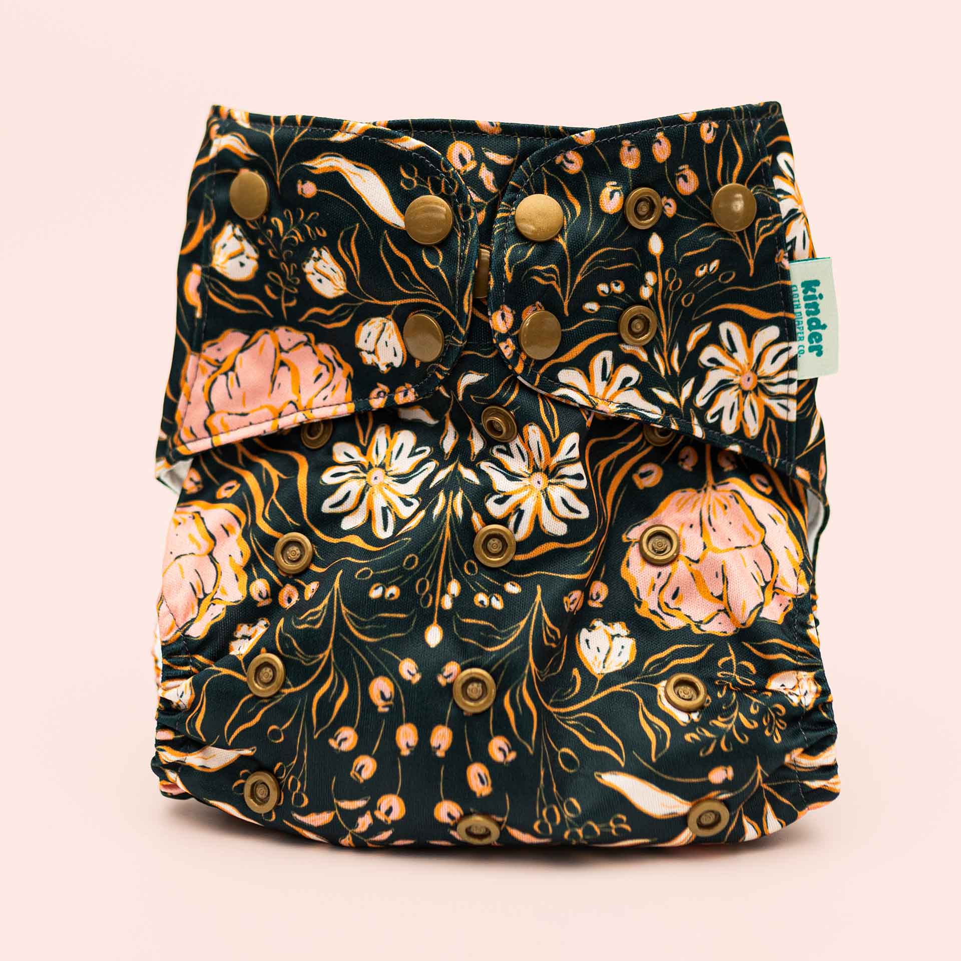 Floral: Essentials Pocket Cloth Diaper with Athletic Wicking Jersey, Grows with your Baby - Kinder Cloth Diaper Co. - 29 - 06 - 04 - modern reusable cloth diapers and more for birth to potty training - Pittsburgh Based Small Business