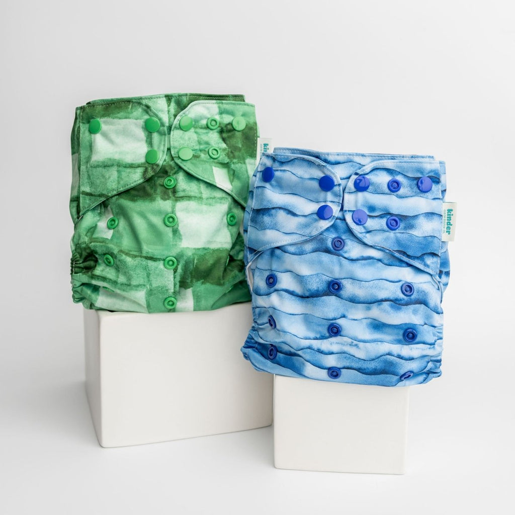 Green Squares - Modern - Cloth - Diapers - Pocket Diaper - Kinder Cloth Diaper Co. - Pittsburgh - Based - Small - Business - Woman - Owned