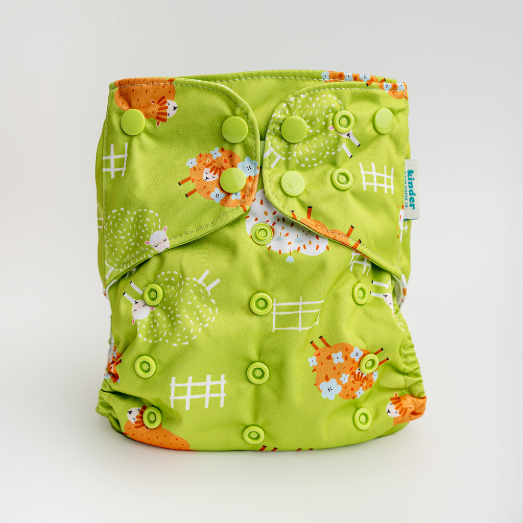 Animals and Insects: Essentials Pocket Cloth Diaper with Athletic Wicking Jersey, Grows with your Baby