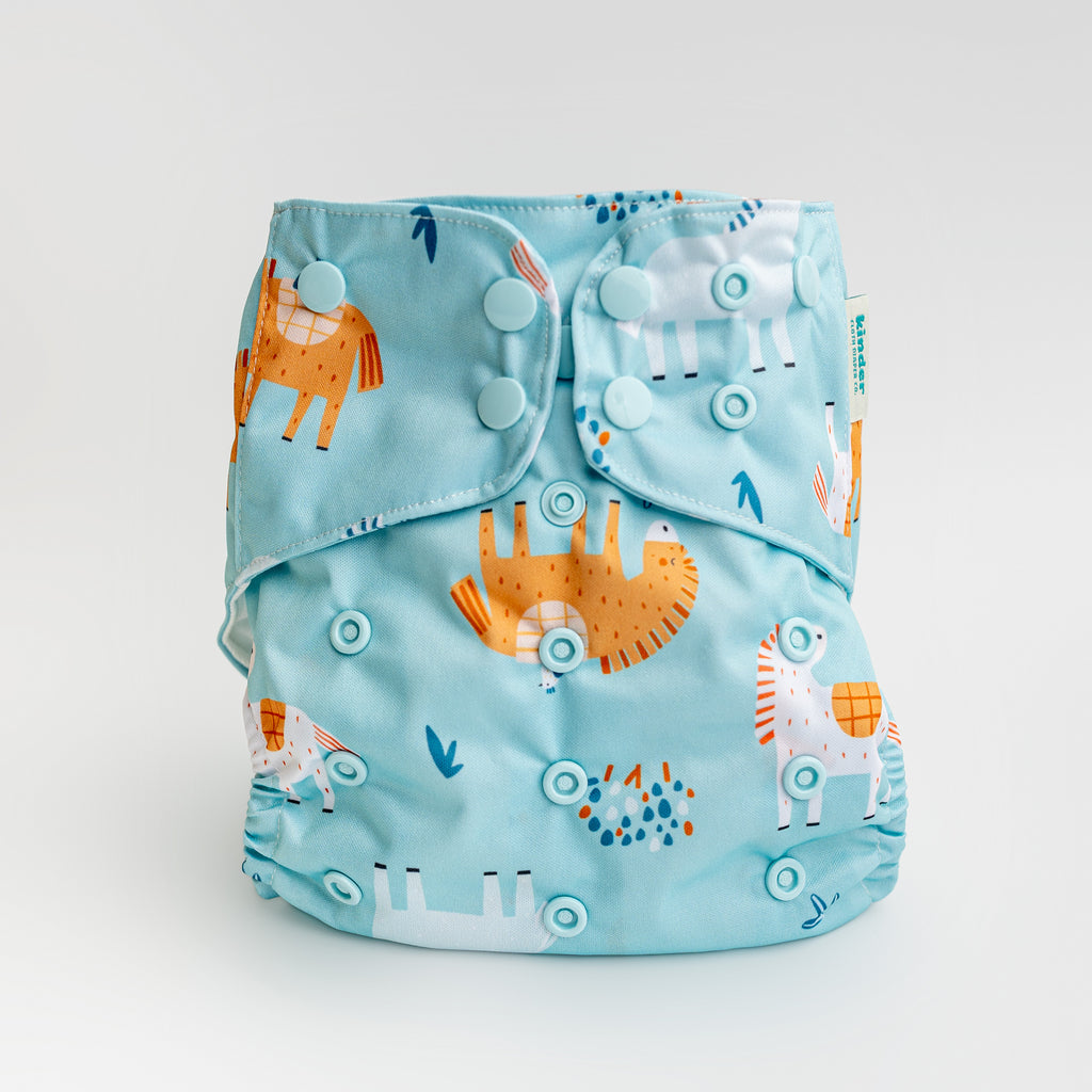Animals and Insects: Essentials Pocket Cloth Diaper with Athletic Wicking Jersey, Grows with your Baby