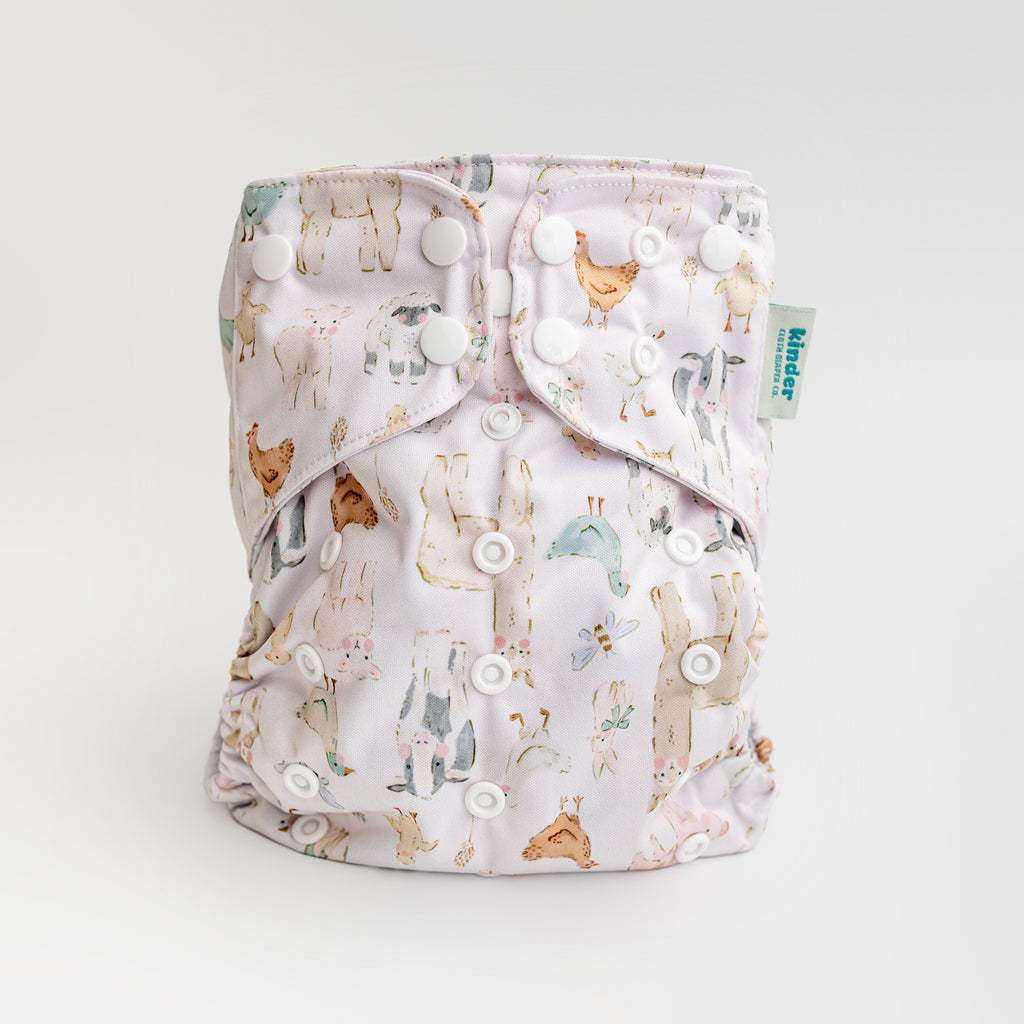 Animals and Insects: Essentials Pocket Cloth Diaper with Athletic Wicking Jersey, Grows with your Baby