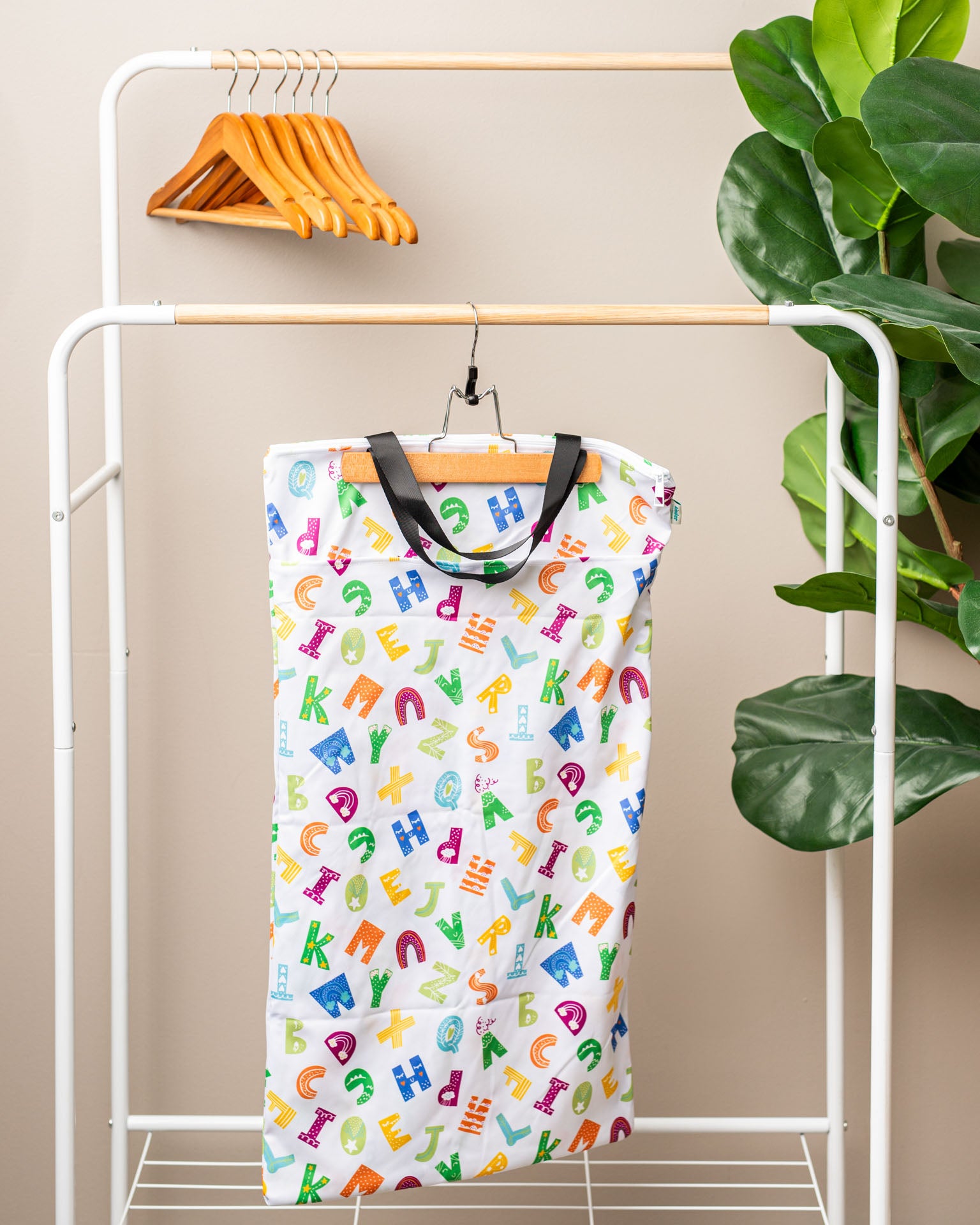 Large Zipper Hanging Wet Bag, Laundry Bag with Handles