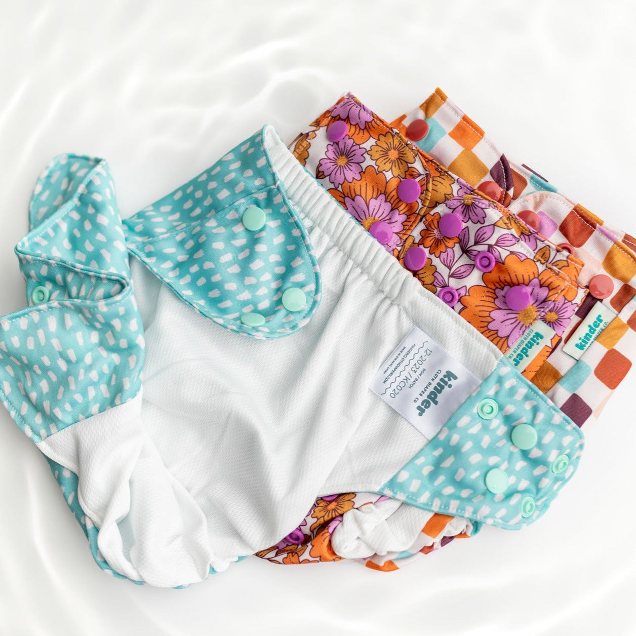 Set of 3 Reusable Swim Diapers with Athletic Wicking Jersey (7-60lbs)