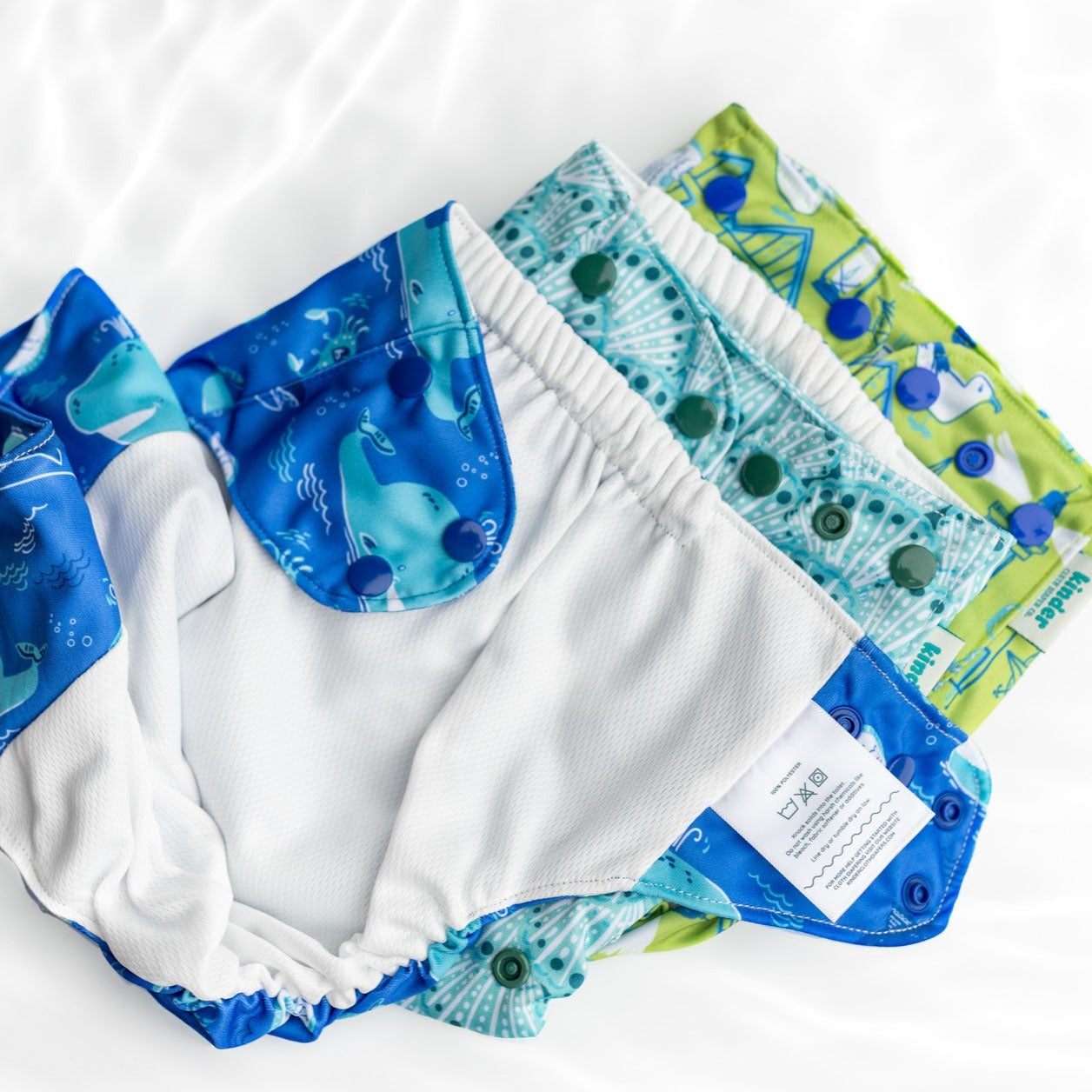 Set of 3 Reusable Swim Diapers with Athletic Wicking Jersey (7-60lbs)