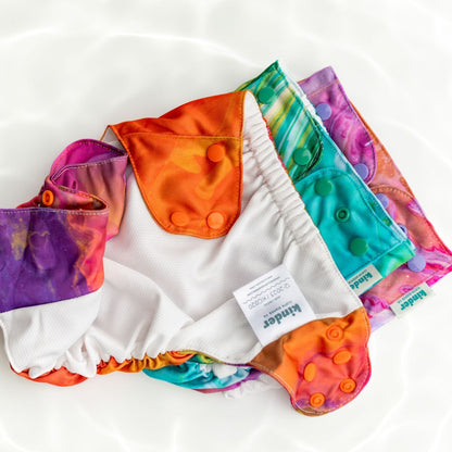 Set of 3 Reusable Swim Diapers with Athletic Wicking Jersey (7-60lbs)