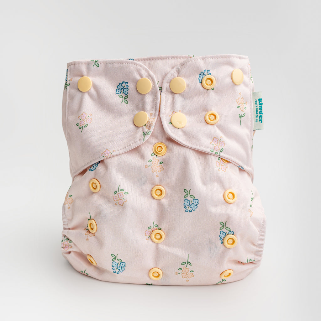 Floral: Essentials Pocket Cloth Diaper with Athletic Wicking Jersey, Grows with your Baby
