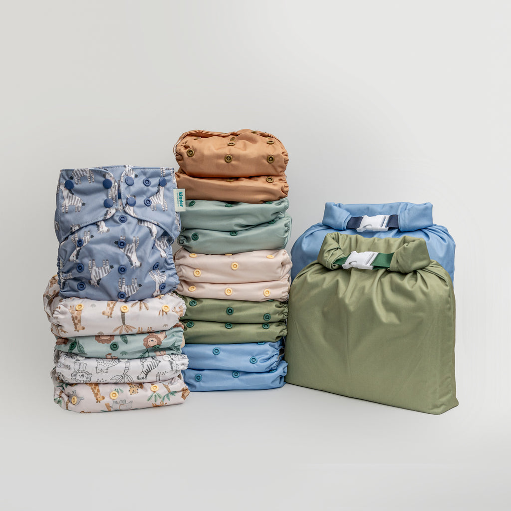 Safari  - Essential Pocket Diaper - Cloth Diaper Starter Bundle - 15 Pack