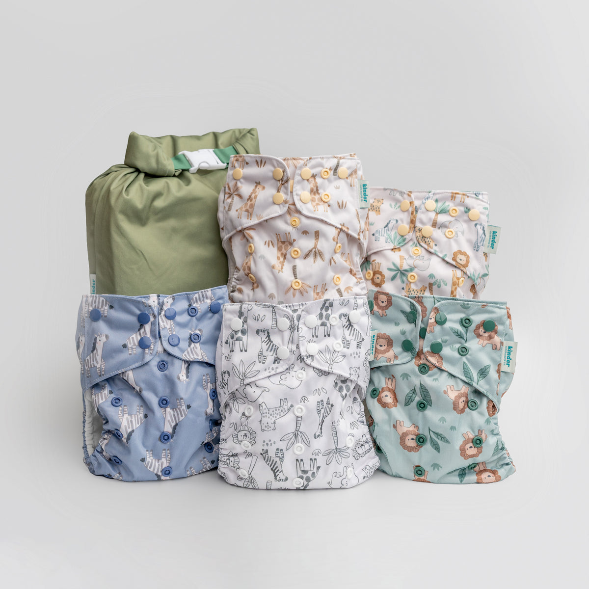 Safari  - Essential Pocket Diaper - Cloth Diaper Starter Bundle - 5 Pack
