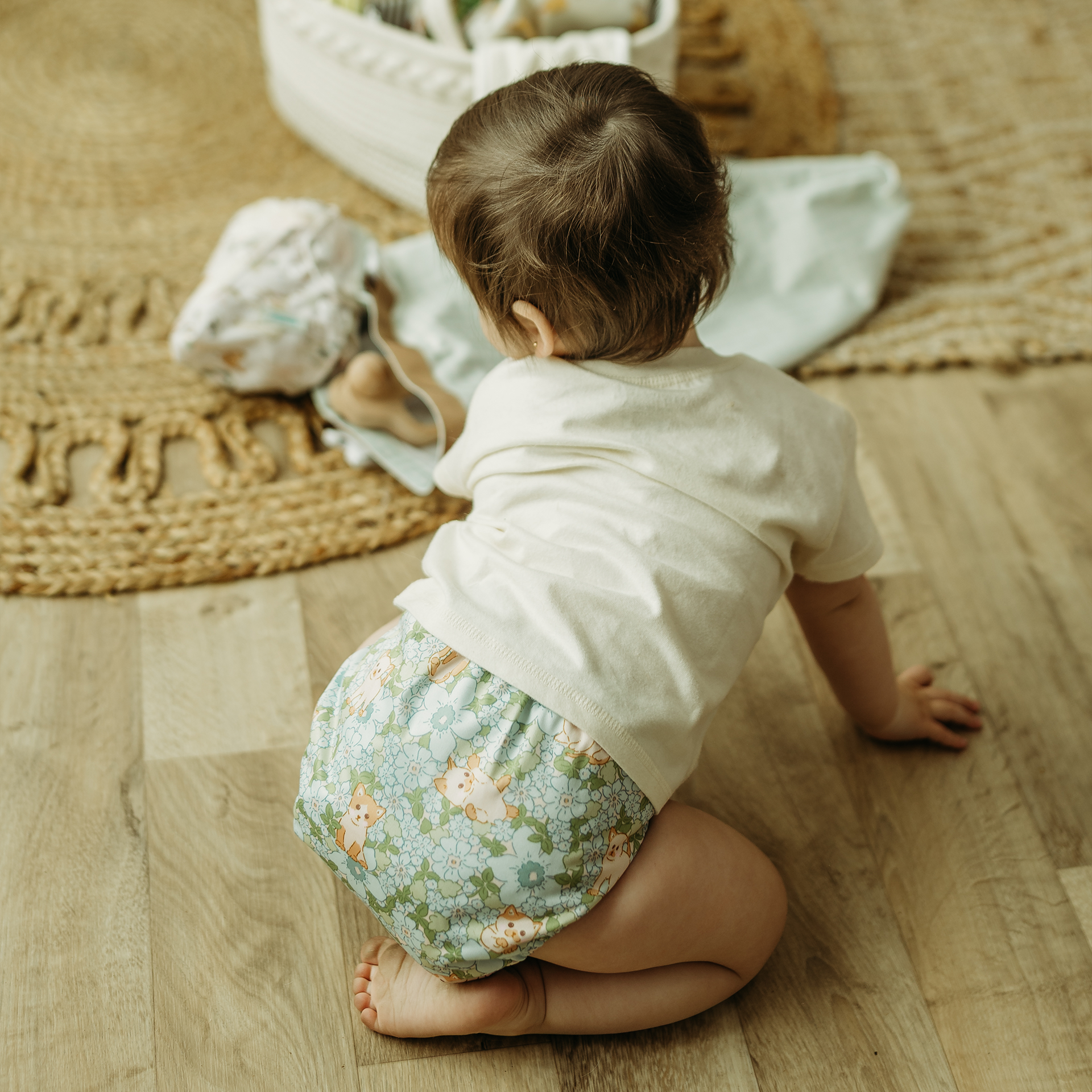 Animals and Insects: Essentials Pocket Cloth Diaper with Athletic Wicking Jersey, Grows with your Baby