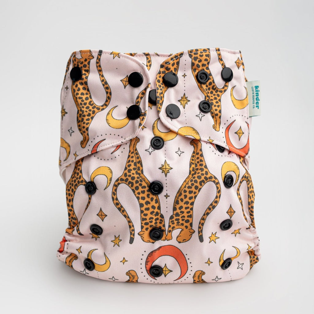 Lunar Leopards - Modern - Cloth - Diapers - Pocket Diaper - Kinder Cloth Diaper Co. - Pittsburgh - Based - Small - Business - Woman - Owned