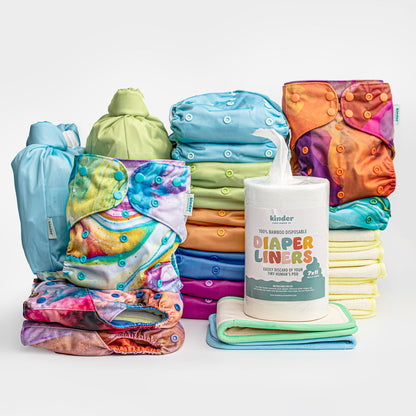 New Parent Starter Bundles: Pocket Cloth Diapers with Athletic Wicking Jersey and More