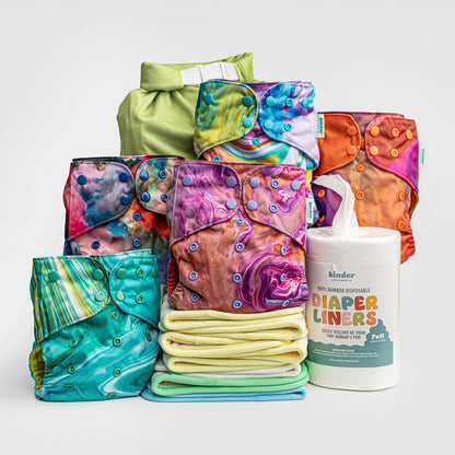 New Parent Starter Bundles: Pocket Cloth Diapers with Athletic Wicking Jersey and More