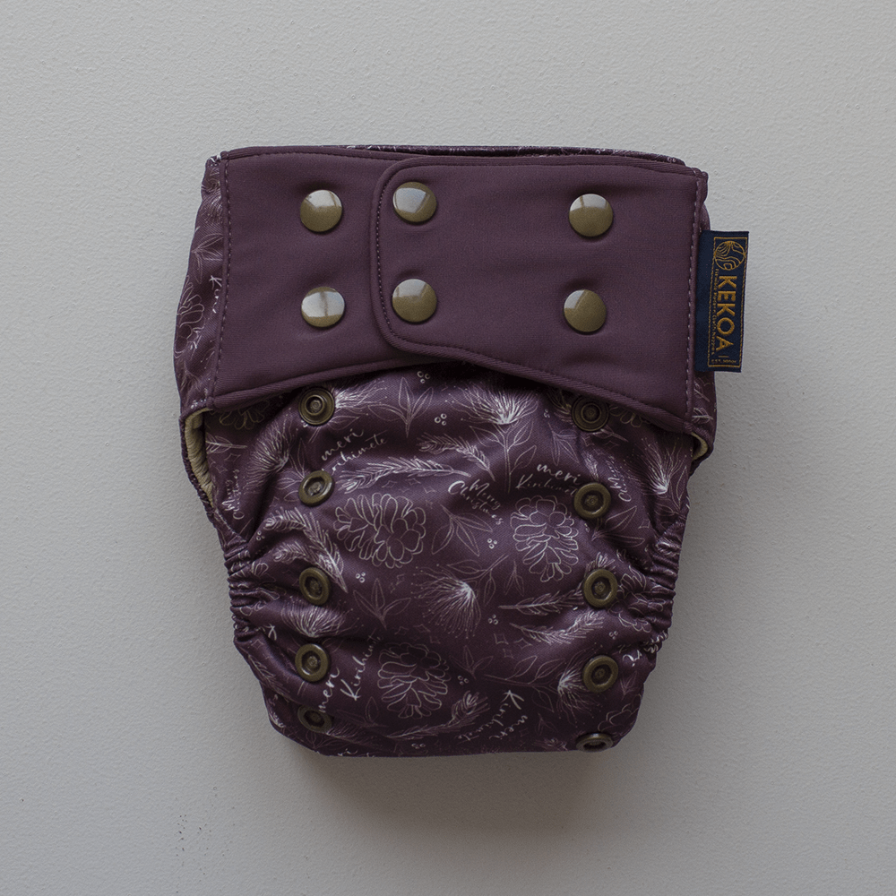 Meri Kirihimete Maroon - Modern - Cloth - Diapers - Cloth Diaper - Kinder Cloth Diaper Co. - Pittsburgh - Based - Small - Business - Woman - Owned