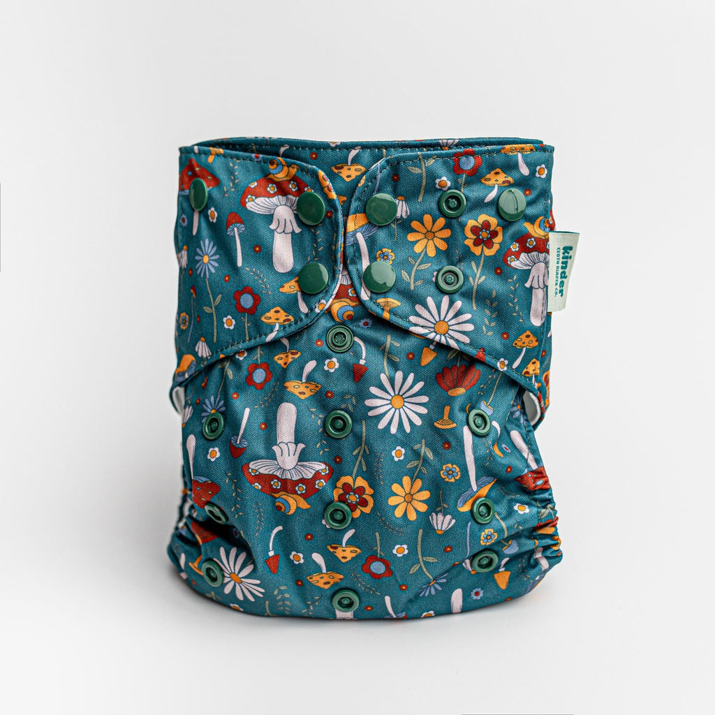 Floral: Essentials Pocket Cloth Diaper with Athletic Wicking Jersey, Grows with your Baby - Kinder Cloth Diaper Co. - 24 - 06 - 01 - modern reusable cloth diapers and more for birth to potty training - Pittsburgh Based Small Business