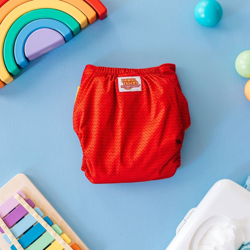 Daniel Tiger's Neighborhood Pocket Cloth Diaper with Bookfold Insert - Kinder Cloth Diaper Co. - 09 - 03 - 01 - modern reusable cloth diapers and more for birth to potty training - Pittsburgh Based Small Business