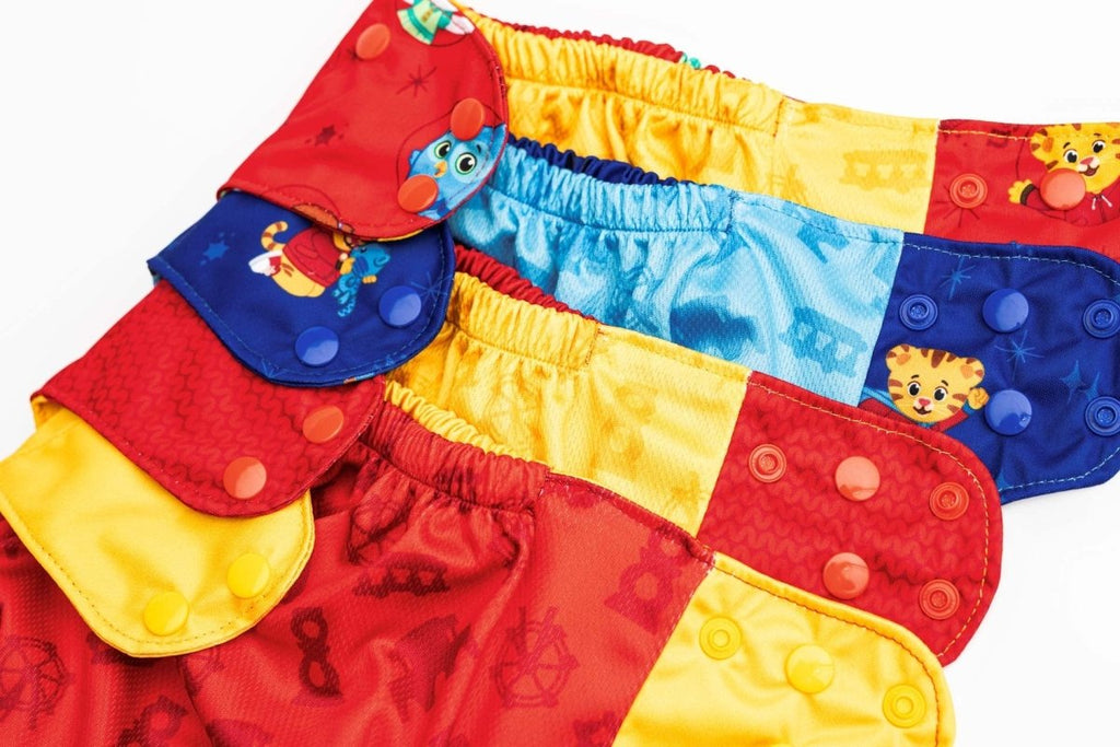 Daniel Tiger's Neighborhood Pocket Cloth Diaper with Bookfold Insert - Kinder Cloth Diaper Co. - 09 - 03 - 01 - modern reusable cloth diapers and more for birth to potty training - Pittsburgh Based Small Business