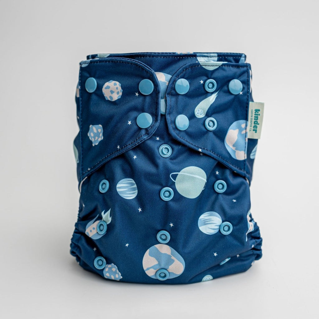 Out of this World (Navy) - Modern - Cloth - Diapers - Pocket Diaper - Kinder Cloth Diaper Co. - Pittsburgh - Based - Small - Business - Woman - Owned