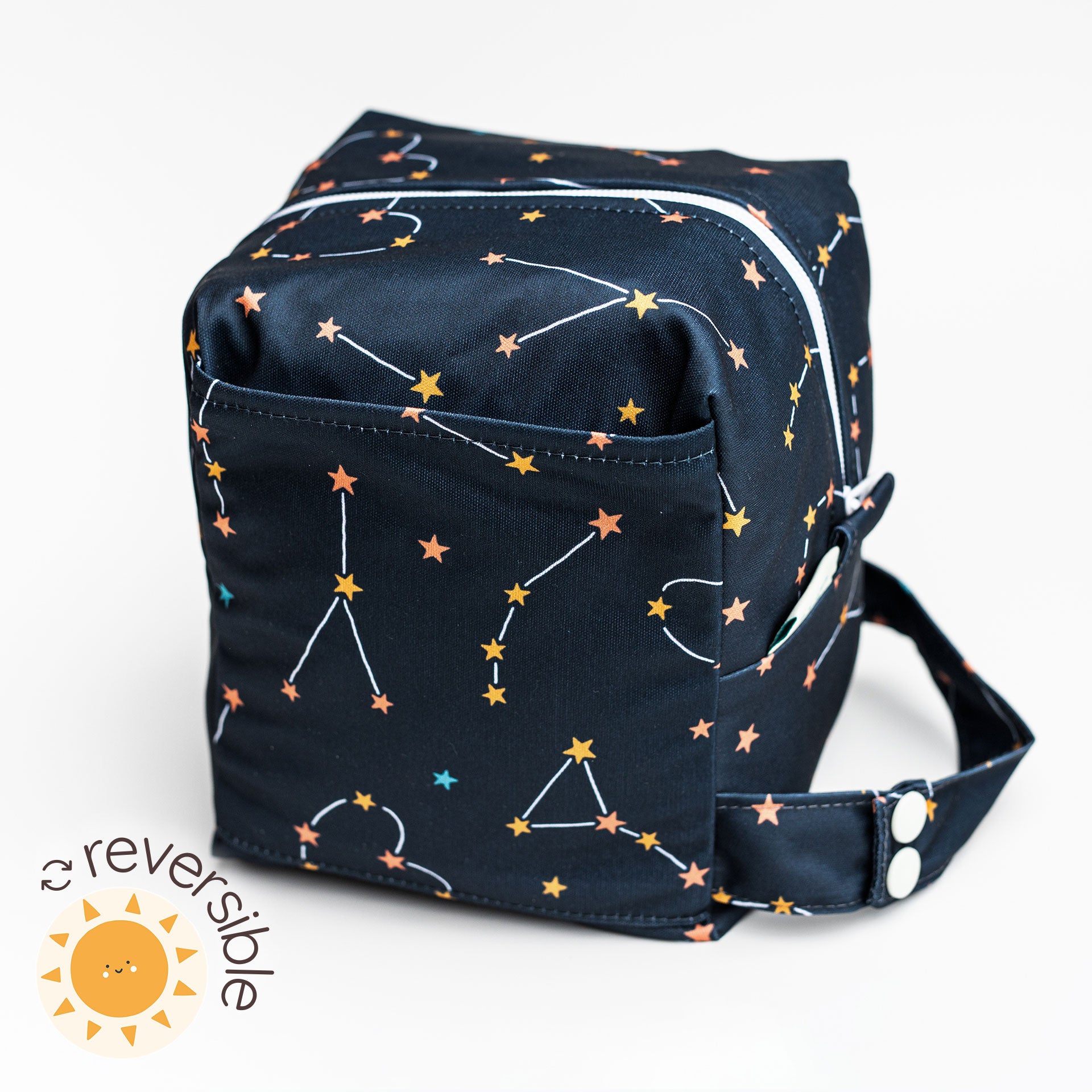 Reversible Mini Storage Travel Cube Diaper Pod with Exterior Storage Pocket