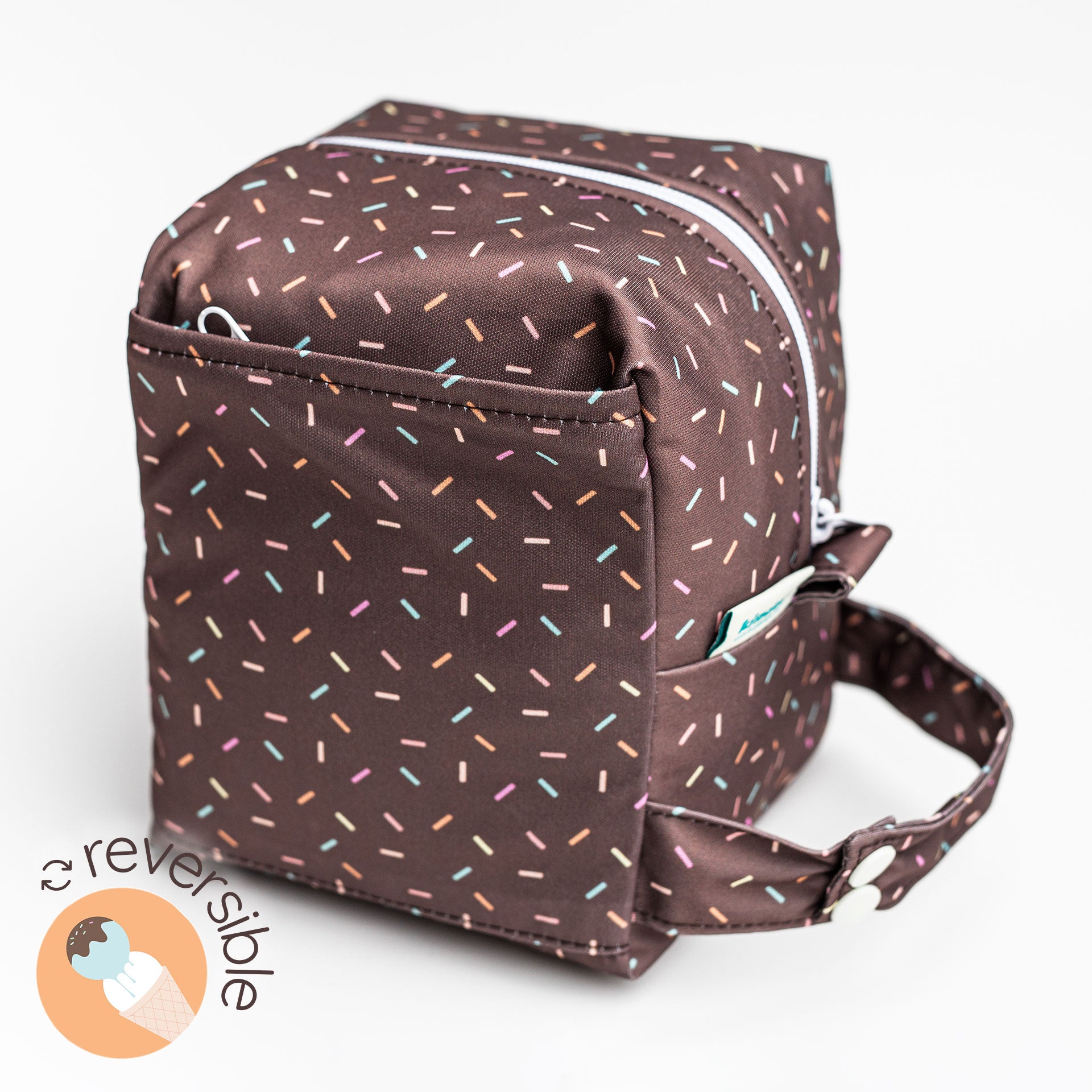 Reversible Mini Storage Travel Cube Diaper Pod with Exterior Storage Pocket