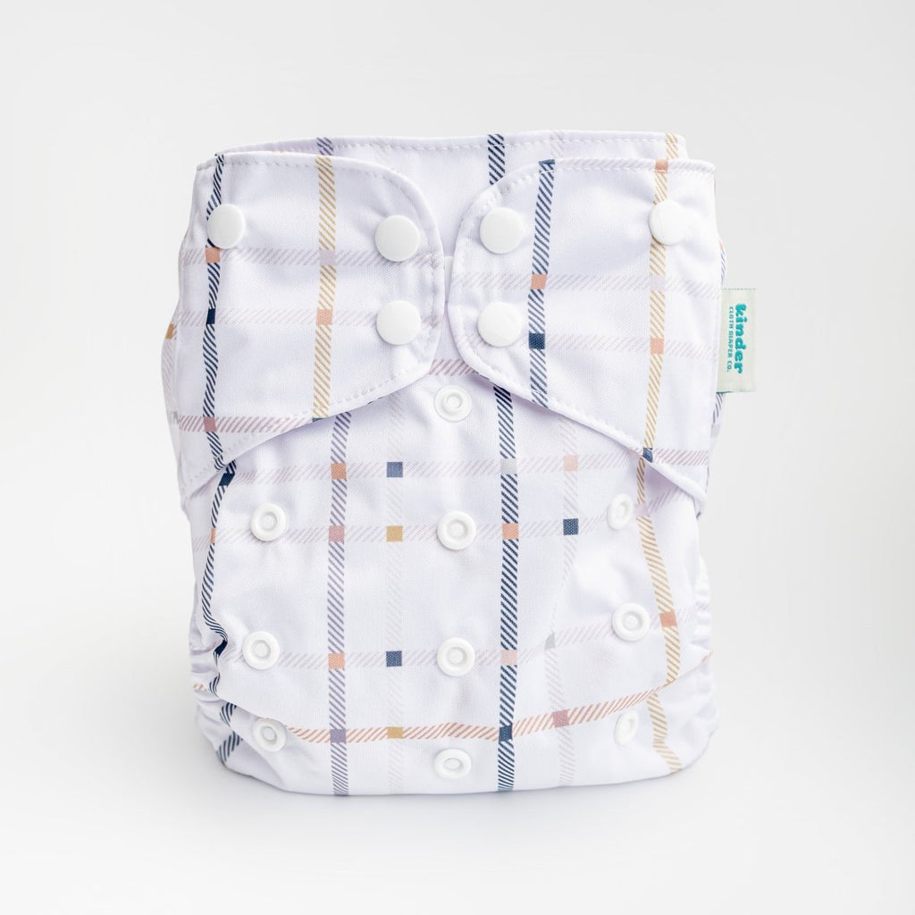 Polar Plaid - Modern - Cloth - Diapers - Pocket Diaper - Kinder Cloth Diaper Co. - Pittsburgh - Based - Small - Business - Woman - Owned