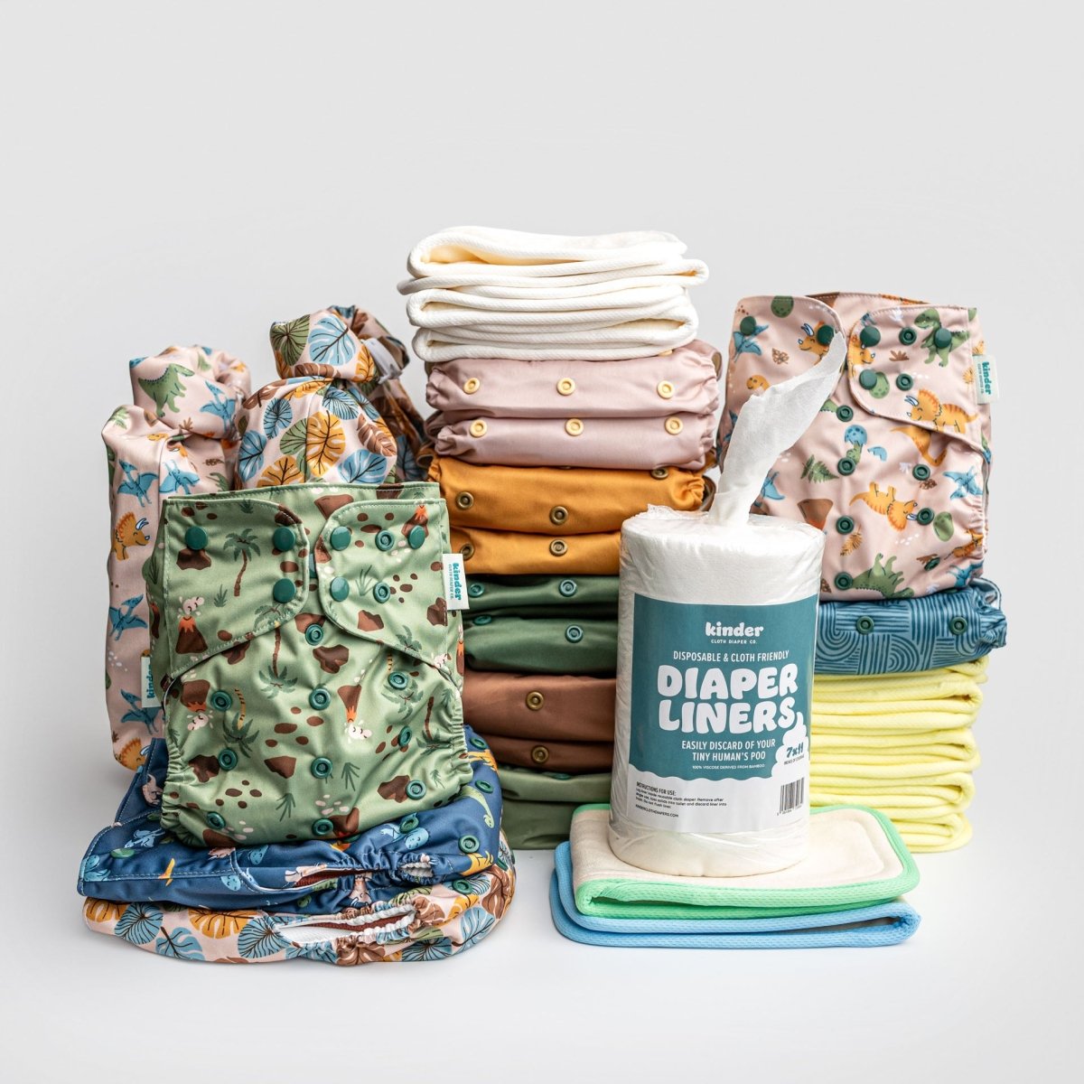 Prehistoric Pals - Modern - Cloth - Diapers - New Parent Starter Bundle - Kinder Cloth Diaper Co. - Pittsburgh - Based - Small - Business - Woman - Owned