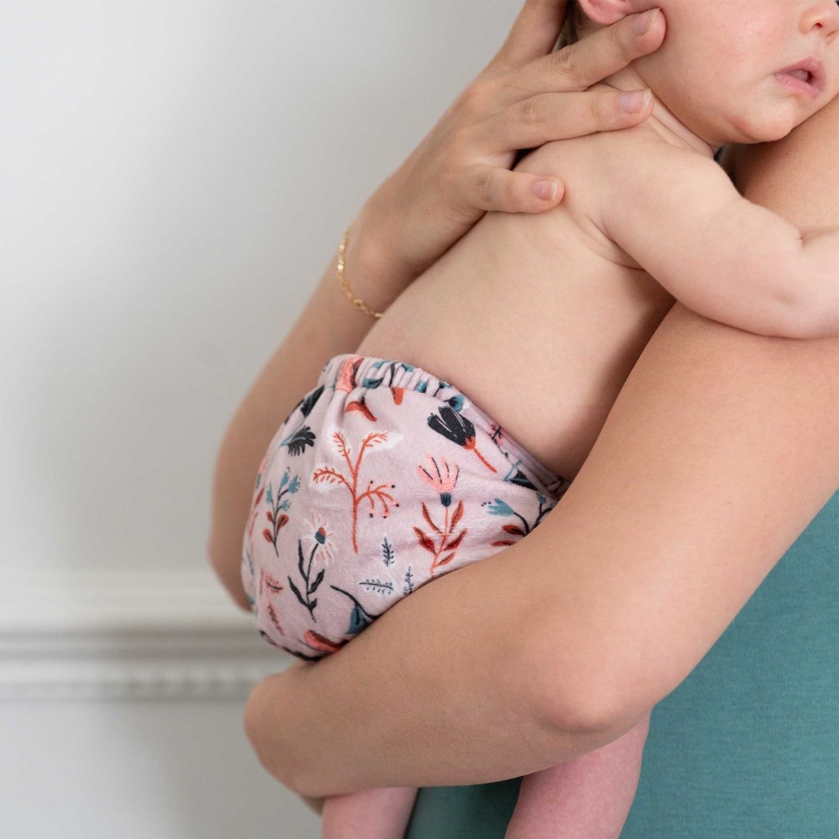 Floral: Essentials Pocket Cloth Diaper with Athletic Wicking Jersey, Grows with your Baby - Kinder Cloth Diaper Co. - 26 - 02 - 05 - modern reusable cloth diapers and more for birth to potty training - Pittsburgh Based Small Business