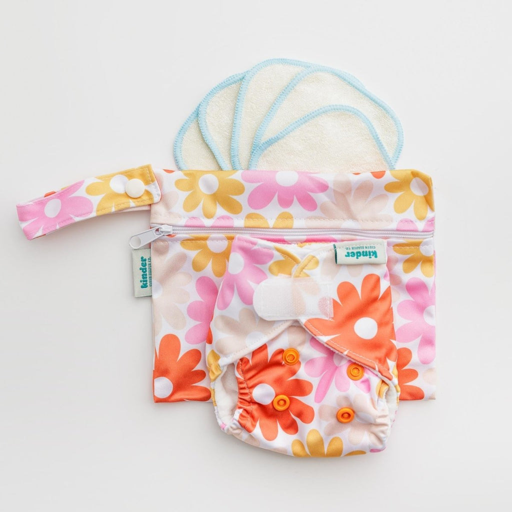 Retro Daisy - Modern - Cloth - Diapers - Pocket Diaper - Kinder Cloth Diaper Co. - Pittsburgh - Based - Small - Business - Woman - Owned