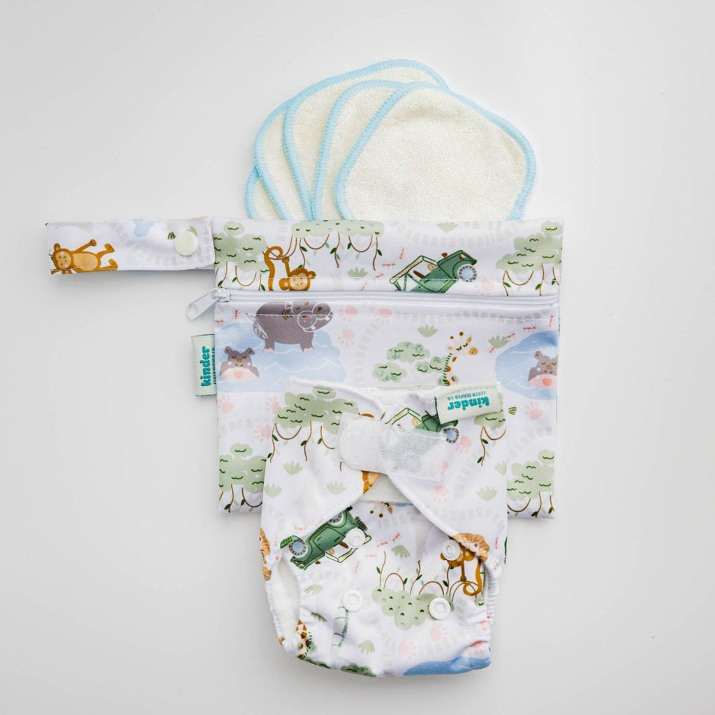 Reusable Doll Toy Diaper Set with 5 Mini Reusable Baby Wipes - Kinder Cloth Diaper Co. - 23 - 03 - 06 - modern reusable cloth diapers and more for birth to potty training - Pittsburgh Based Small Business