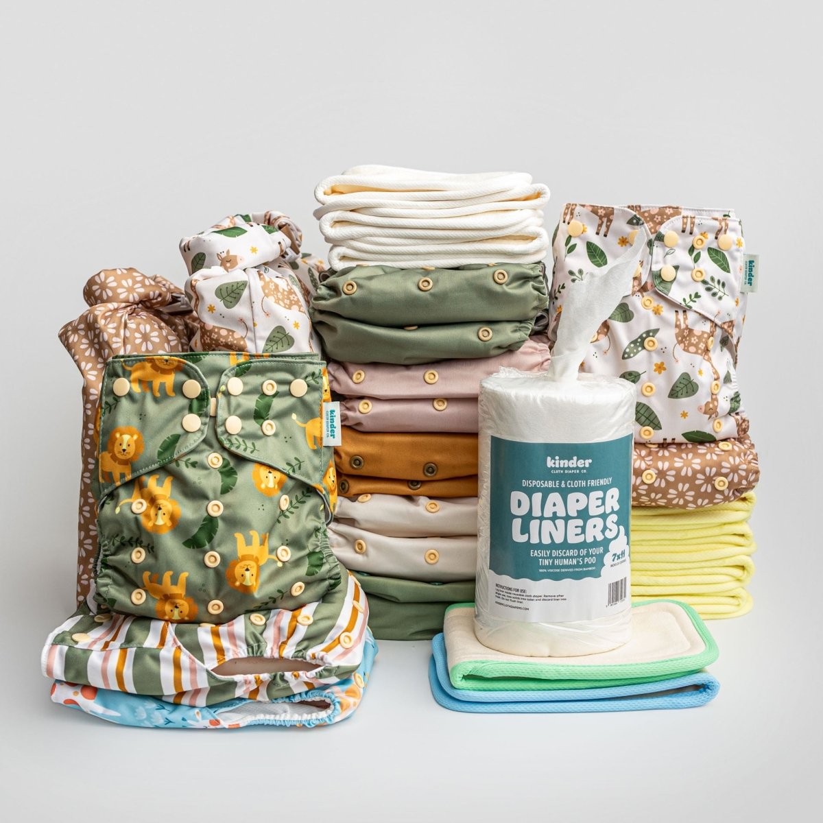 Safari Snuggles - Modern - Cloth - Diapers - New Parent Starter Bundle - Kinder Cloth Diaper Co. - Pittsburgh - Based - Small - Business - Woman - Owned