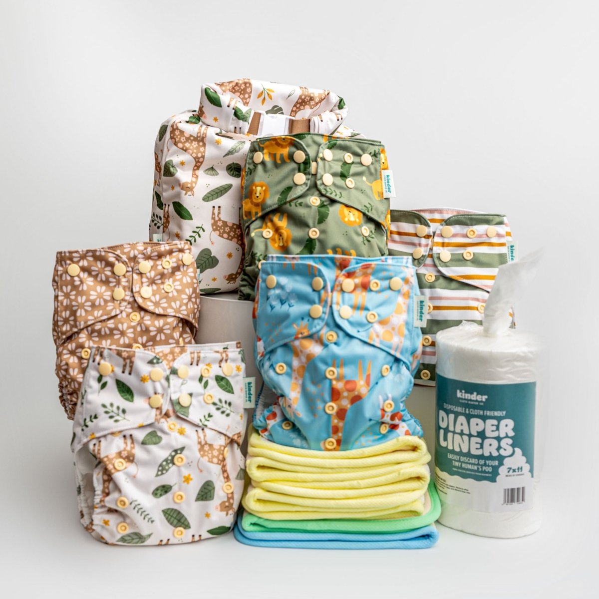 Safari Snuggles - Modern - Cloth - Diapers - New Parent Starter Bundle - Kinder Cloth Diaper Co. - Pittsburgh - Based - Small - Business - Woman - Owned